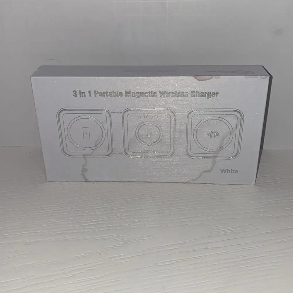 RTOPS 3 In 1 Portable Magnetic Wireless Charger IPhone Apple Watch AirPods White